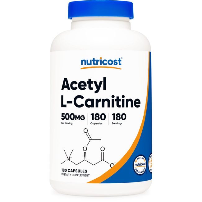 Nutricost Acetyl L-Carnitine 500mg, 180 Capsules - Non-GMO and Gluten Free