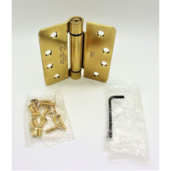 Bright Brass 1/4" Radius Adjustable Self Closing Spring Hinge 125640306