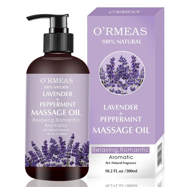 Massage Oil with Lavender and Peppermint Massage Oil for Skin Moisturizing Body Oil Lavender Massage Oil for Men and Women 10.2 fl.oz