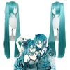 Double Ponytail Hatsune Miku Wig Anime Party Long Straight Wigs for Girl Lovely Synthetic Hatsune Miku Cosplay Wigs Lake Blue 100 cm/39 in