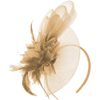 Caprilite Beige Champagne Gold Fascinator Headband Flower Wedding Ascot Races Net Hat Feathers