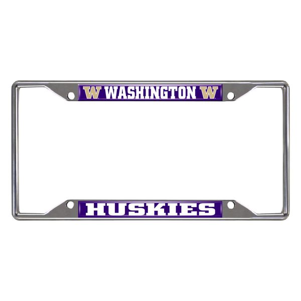 FANMATS 16836 Washington Huskies Chrome Metal License Plate Frame, Team Colors, 6.25in x 12.25in