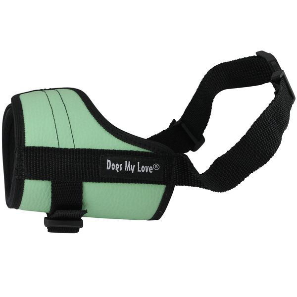 Adjustable Dog Muzzle 6 Sizes Green (XL: 12"-15" Snout Circumf.)