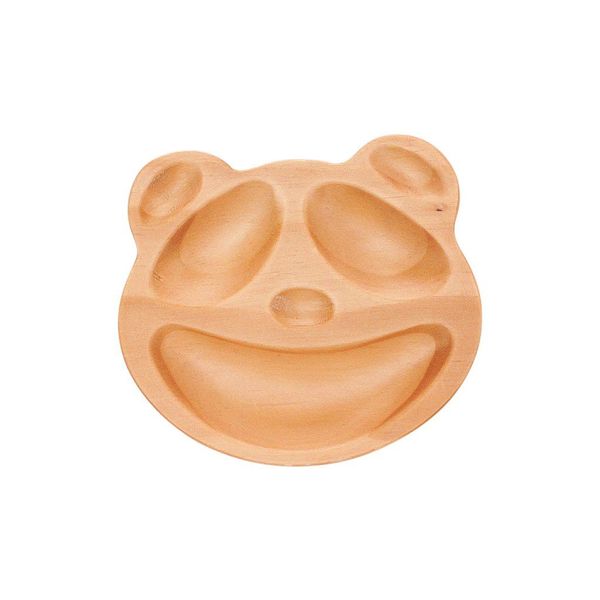 SPICE OF LIFE AVLZ2030S Wooden Dishes Dishes Kids Mini Wooden Tray, Panda PETITS ET MAMAN Natural, 6.1 x 5.5 x 0.8 inches (15.5 x 14 x 2 cm)