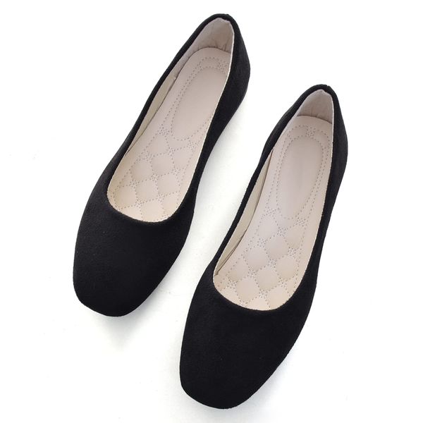 ChaiRong Zhou Women Comfort Square Toe Ballets Flats, Slip On Classical Walking Shoes for Wedding/Driving/Dating Black US 10