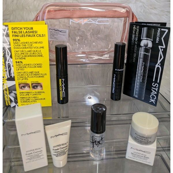 Mac Cosmetics Lot of 6 Makeup Deluxe Samples Gift Set Pink Bag