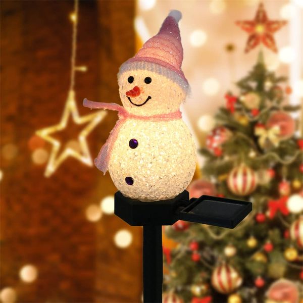 QuaHom Solar Snowman Lights, Waterproof Christmas Solar Snowman Lamp Outdoor Solar Powered Light Up Snowman Lamp LED Lights Christmas Decorations Landscape Lamp for Patio Yard Garden Lawn (Pink)