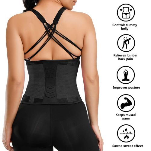 VENUZOR Waist Trainer Belt for Women - Waist Cincher Trimmer - Slimming Body Shaper Belt - Sport Girdle Belt (UP Graded)(Black,S)