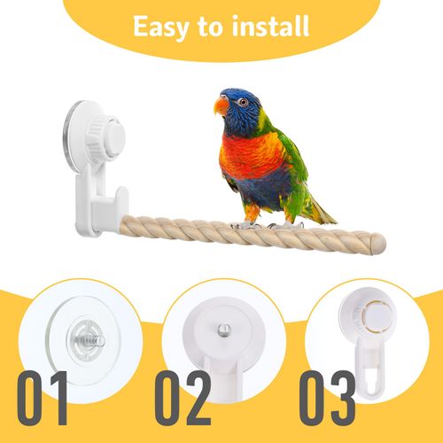 Bird Shower Perch with Suction Cup Natural Wood Parrot Window Perches Stand Portable Grinding Stick Training Toys Wall Bath Car Travel Stand for Small and Medium Birds