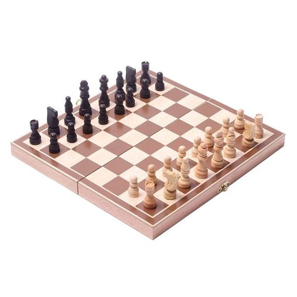 BlueSnail 15" Classic Vintage Standard Folding Wooden Chess Set, Foldable Games Board Crafted Carved