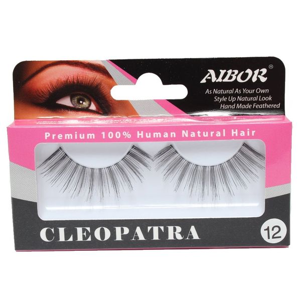 JUSTFOX - 1 Paar Aibor Echthaar Wimpern Falsche Eyelashes Wimpernverlängerung Modell 12