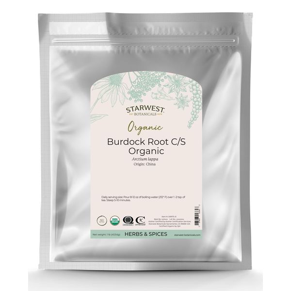 Starwest Botanicals Organic Burdock Root C/S, 1 Pound