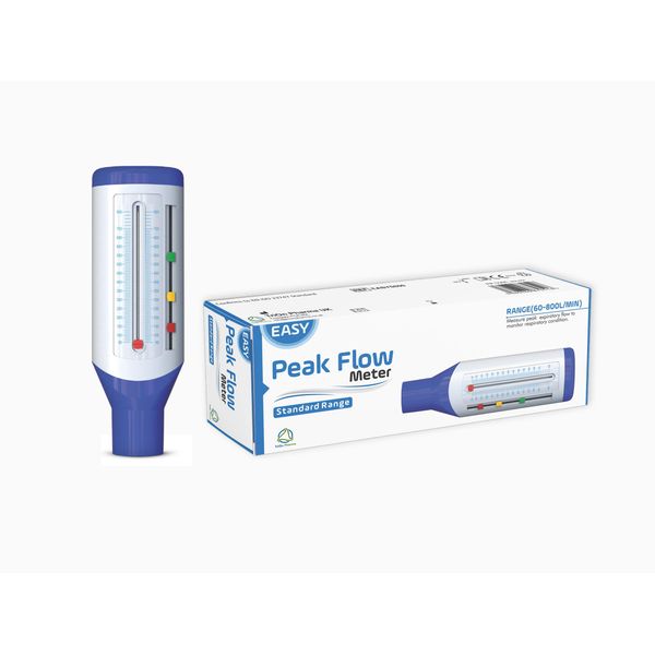 Easy Peak Flow Meter für Erwachsene zur Überwachung der Lungenfunktion | Exspiratorischer Durchflussmesser | Standardsortiment für Erwachsene | farbcodierte Indikatoren