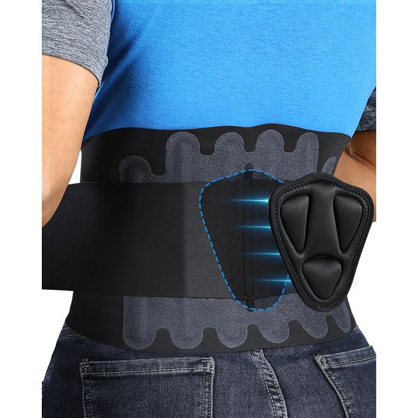 Fitomo Back Support Belt with 3D Lumbar Pad & 6 Flexible Supports, 0.5mm Ultra-thin, One-piece Seamless Yoga Fabric, Lower Back Support for Men Women for Back Pain Relief Sciatica Scoliosis Posture