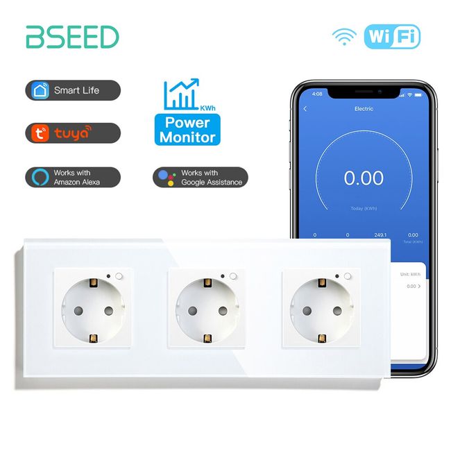 WiFi Smart Wall Socket, Glass Panel Outlet