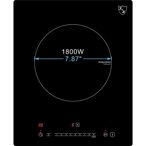 K&H Single Portable Burner Built-in Induction Electric Stove Top Sensor Touch Ceramic Cooktop Plug in Hot Plate 120V 1800W SIN-1801