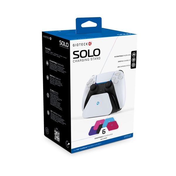 Gioteck SOLO Charging Stand For PS5 DualSense Wireless Controllers With Interchangable Faceplates (6)