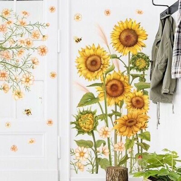 Removable Flowers Bees Wall Stickers 3D Mural Wall Art Decals Kitchen Home Decor