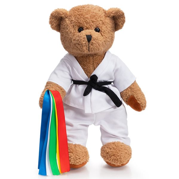 HollyHOME Karate Bear Stuffed Animal Teddy Bear in Karate Uniform Unique Toy Gifts for Kids and Karate Lovers Holiday Birthday Valentine 16 inches