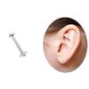 Titanium Labret Stud Ear Piercing 1.2 mm with Internal Thread and Stone Plate