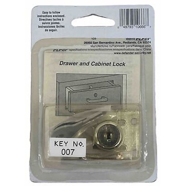 Prime-Line U10666 Die Cast Brass Plated Bronze Drawer Cabinet Lock 1.8 inch 007