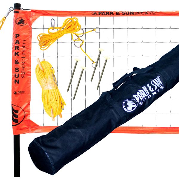 Park & Sun Sports Spectrum 2000: Portable Professional Outdoor Volleyball Net System, Orange