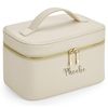 Personalised Name Monogram Vanity Accessory Case Make Up Cosmetics Bag (Cream)