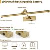 Wireless Picture Lights with Remote and Timer Rechargeable Brass Gallery Lightin