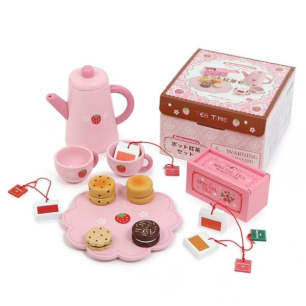 Mother Garden 441-21588 Wooden Toys, Wild Strawberry, Tea Set, Pretend Set, Wooden Sweets, Present, For Girls, Educational Toys, 3 Years Old, Pretend Play Set