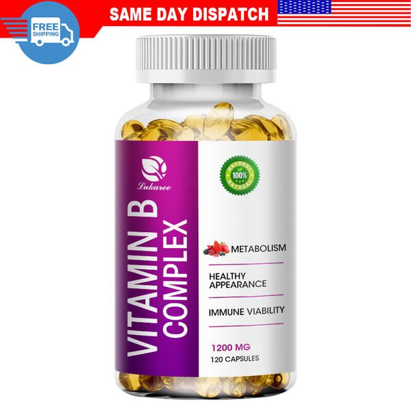 Vitamin B Complex 120 Capsules B1,B2,B3,B5,B6,B7,B9,B12, Immune Support Pills