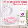 LONGMON Retainer Case,Slim Retainer Case,Compatible with Invisalign,Aligner,Contain Remover Tool,Chewies White Pink