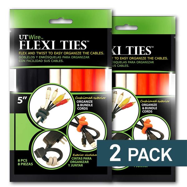 UT Wire 5" Flexi Ties Cable Wrap - (Orange/Gray/Black) - 16 Count