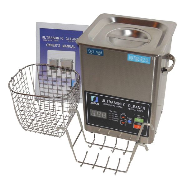 Ultrasonic Cleaner (3L) with Dual Frequency Control, 20khz 40khz, Stainless and Jewelry Steel Basket 3 Liter Tank, 200W Heater for Medical, Dental, Car and Firearm Parts