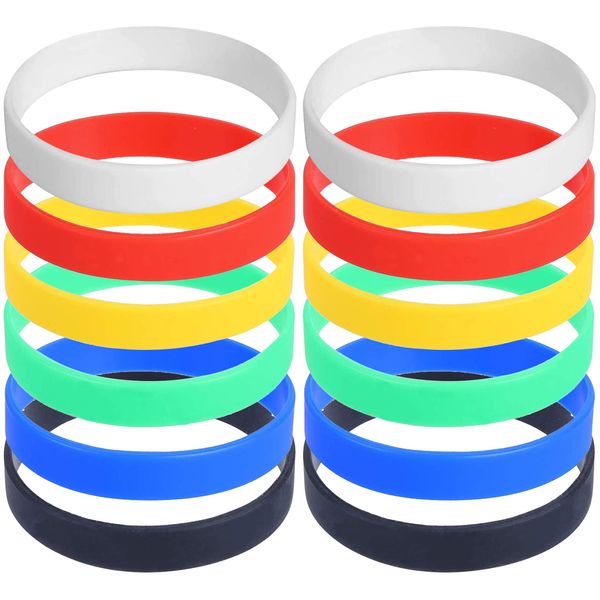 VEYLIN Silicone Wristbands Accessories Rubber Bracelet Simple Solid Color 6 Colors Set of 12