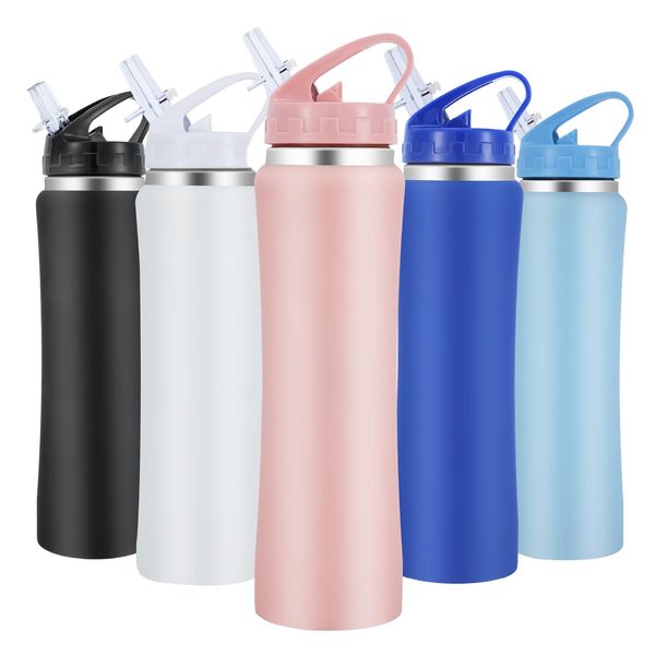 Insulated Water Bottles,600ml Stainless Steel Water Bottle with Straw,Metal Water Bottle,Double Walled Drink Flasks Leakproof Keep Drinks Hot Cold(Pink)