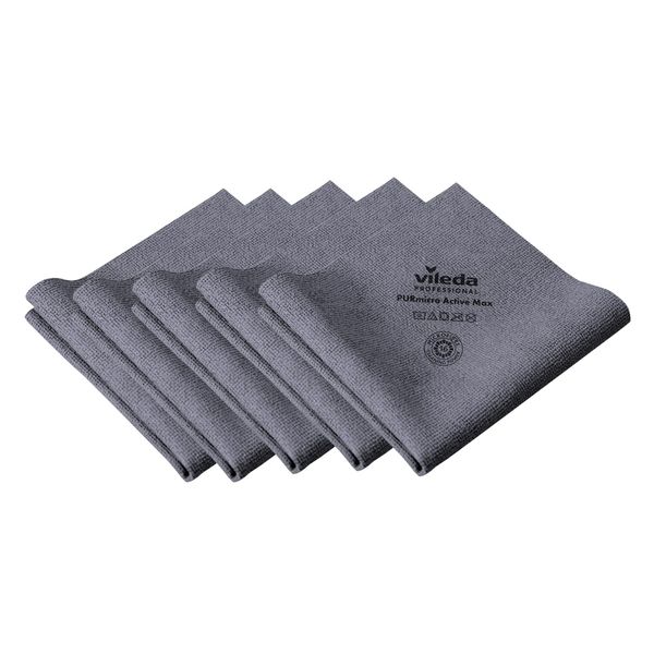 Vileda Professional Purmicro Active Max XL Wash Cloth, Grey, Pack of 5