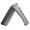 Folding Beard Comb, Stainless Steel Round Comb Teeth Beard Comb Folding Pocket Moustache Shaping Comb for Household Barber Salon(2#)