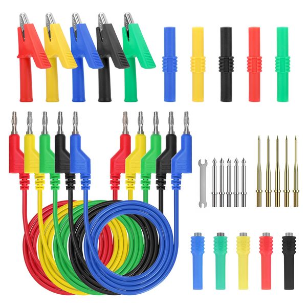 30pcs Multimeter Test Lead Set 4mm Banana Plug Alligator Clips Probes Wire Tool