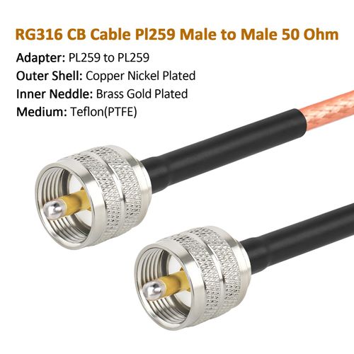 MOOKEERF CB Coax Cable 20ft,UHF PL259 Male to Male CB Antenna Cable RG316 PL-259 Jumper Cable 50 Ohm for HAM CB Radio,Antenna Analyzer,Dummy Load,SWR Meter etc.