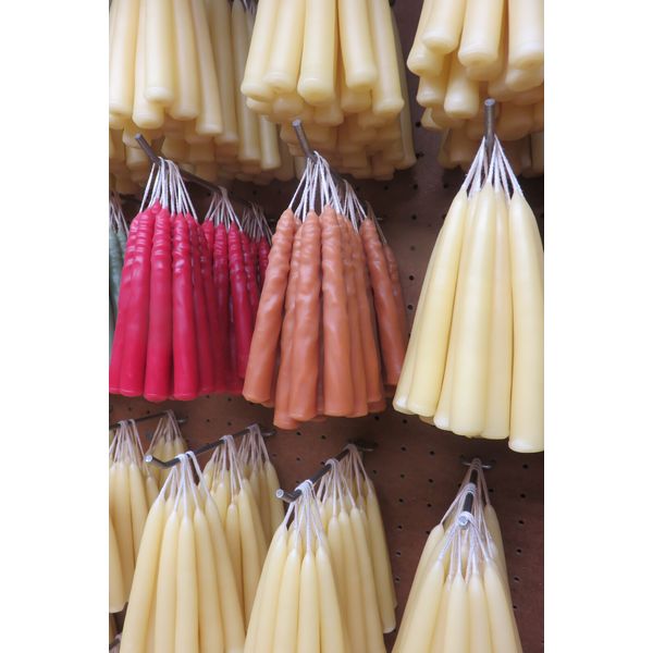 Candles 4" Hand Dipped 6 Joined Pairs, primitive taper vintage