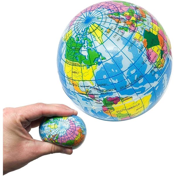 1Pc 6cm Squeeze Earth Balls World Globe Map Stress Balls Lightweight Foam Stress Relief Educational Toys Hand Exercise Fidget Party Bag Fillers