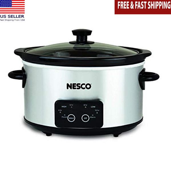 Digital Slow Cooker 4 Quart Ceramic Crock 3 Heat Settings Dishwasher Safe New
