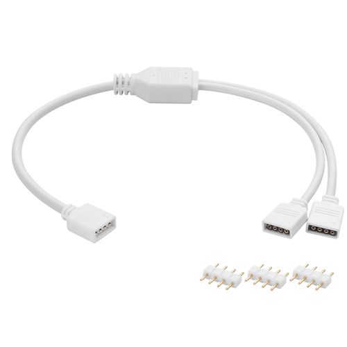 YAODHAOD 4pin LED Splitter Cable, 12V 1 to 2 Female 4 Pin LED Strip Connector RGB Y Splitter Extension Cable for RGB 5050 3528 Light Strips-11.81inch (4Pin, 1 to 2)