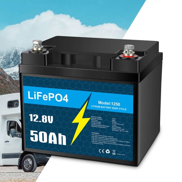 12V 50Ah LiFePO4 Lithium Battery Rechargeable Deep Cycle for Trolling Motor RV