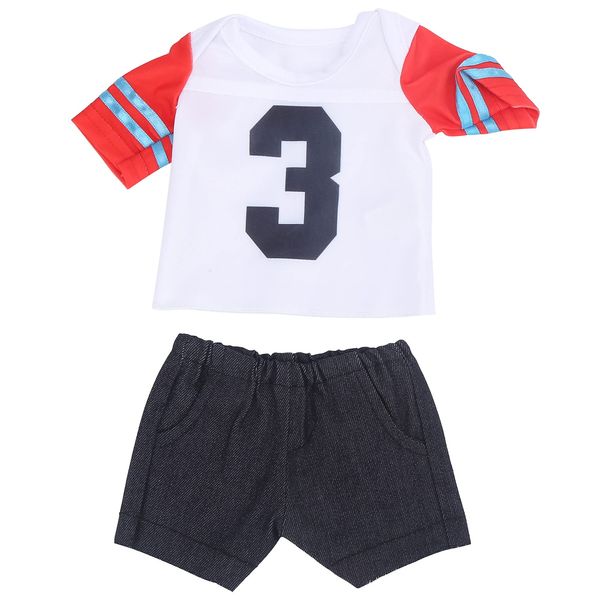 Zerodis T-Shirt Reborn Baby Doll Clothes Sets,18Inch Newborn Baby Doll Accessories Fashion Baby Doll Outfit Matching Exercise T-Shirt and Shorts(QD18-048)