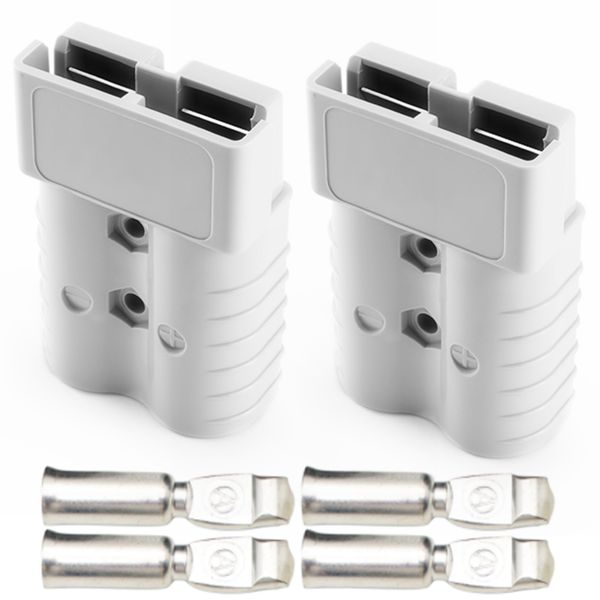 2X Battery Quick Connect Disconnect Jumper Connector Cable Plug 175A Gray
