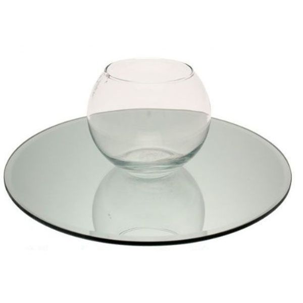 20cm Round Mirror Candle Plate, Box Of 12