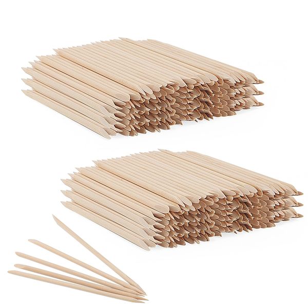 MUKCHAP 600 PCS Orange Wood Nail Sticks, Multi Functional Wooden Manicure Sticks, Double Sided Wooden Cuticle Pusher for Nail Manicure Pedicure