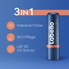 Labello Caring Beauty Nude Lip Balm with Colour and Sun Protection, Coloured Lip Care with SPF 30, Vitamin E and Organic Almond Oil, Lip Balm for Lips and Cheeks (4.8 g)