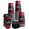 20oz Design Coffee Cups and Black Flat Lids Hot Cold Drinks Disposable 100pcs